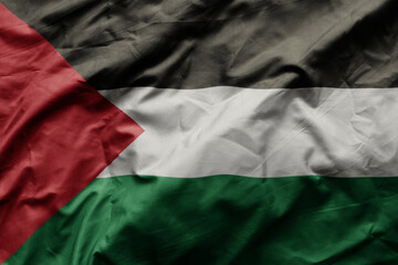 waving colorful realistic national flag of palestine .