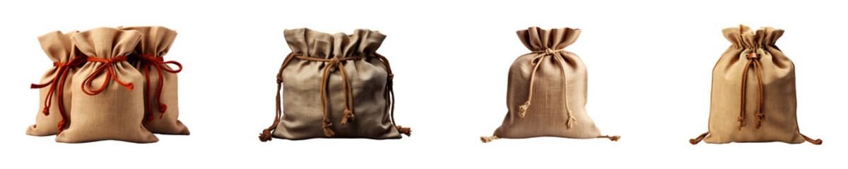 Obraz premium Set, collection of Linen Bag isolated on transparent background.