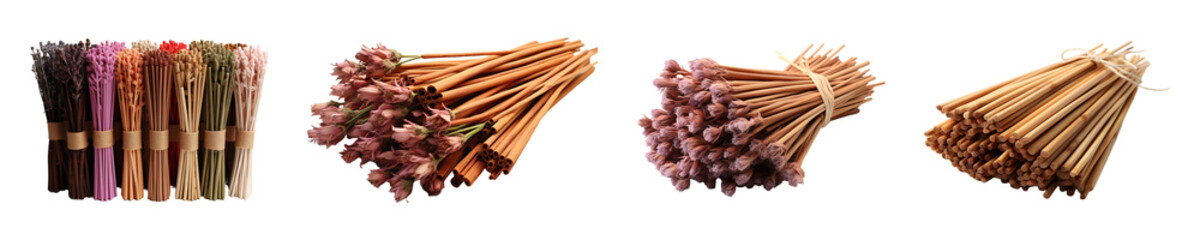 Fototapeta premium Set, collection of Loban Incense Sticks isolated on transparent background.