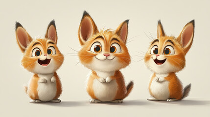 Cutely designed cartoon characters (animals)