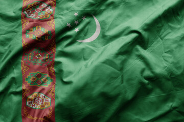 waving colorful realistic national flag of turkmenistan .