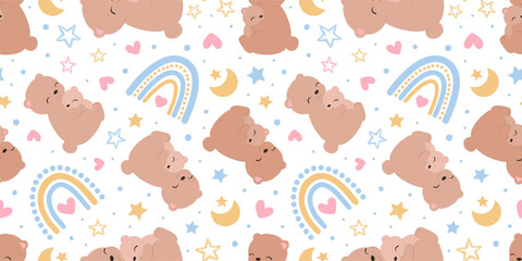 Cute baby bear seamless pattern, wallpaper, seamlessly