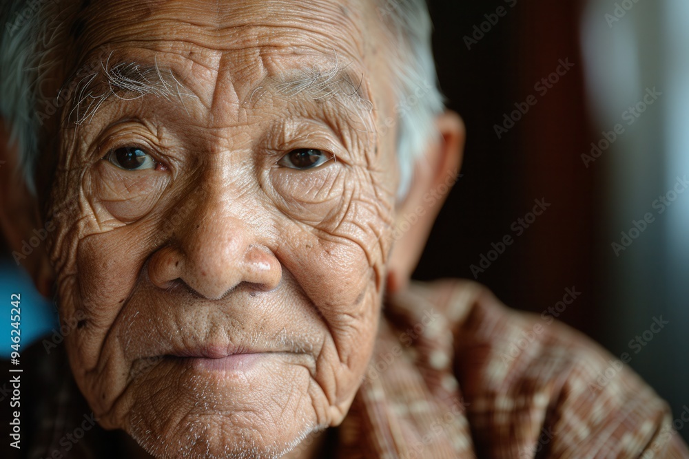 Poster elderly men from various ethnic groups express deep wisdom and tranquility, reflecting a lifetime of