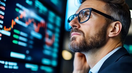 Traders Analyzing Stock Prices on Wall Screen, Portfolio Strategy Discussion, Market Trend Response