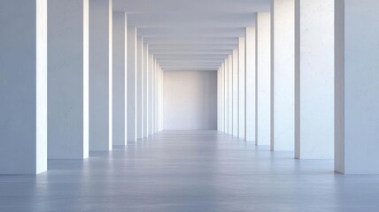 Fototapeta premium Abstract depiction of broken columns in a stark, empty space, black and white with red accent, modern art