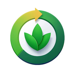 Obraz premium Green Circular Arrow with Leaves Icon