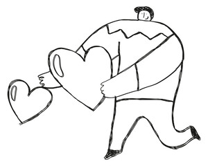 Man giving hearts png cartoon icon