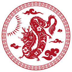 Chinese New Year dragon png badge red animal zodiac sign