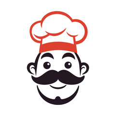 Playful vector design featuring a chef’s face in the word 'Food,' perfect for culinary branding.