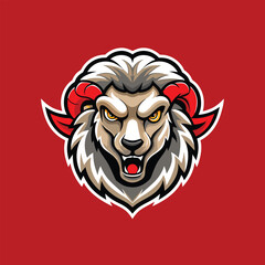 Angry sheep mascot logo icon vector design on red background