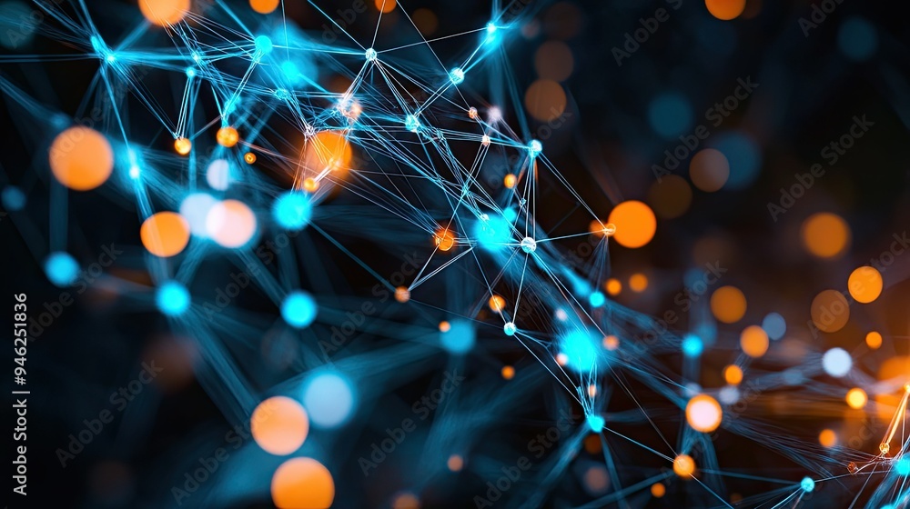Poster 3d abstract network connections, bright and dynamic, ample room for text