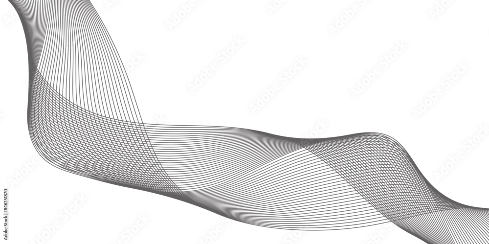 Fototapete abstract wavy grey stream element for design on transparent background isolated. vector illustration