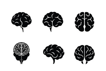 Human brain logo icon brains vector set silhouettes isolated