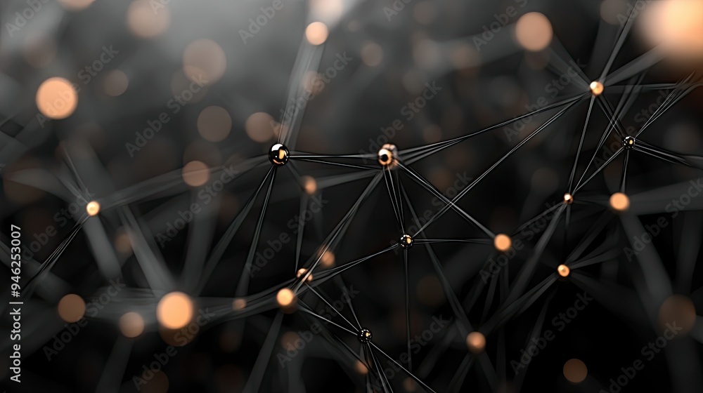 Poster 3d network connections in an abstract web, dynamic design, room for copy