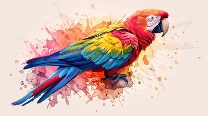 Fototapeta premium Birds flat design, side view, avian theme, water color, vivid