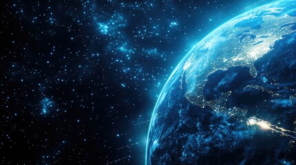 Obraz premium Abstract 3D globe with satellite beams, no people, space for text