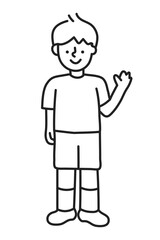 PNG Happy boy flat line sticker, transparent background