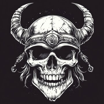 recommend clip art: Viking Skull with Horns and Embellished Helmet