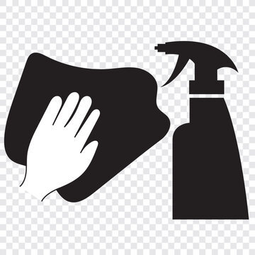 cleaning spray bottle and hand wiping clip art preview