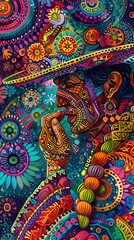 Colorful Abstract Portrait with Geometric Patterns.