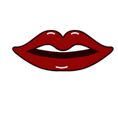 Lip illustration clipart icon with retro vintage style design