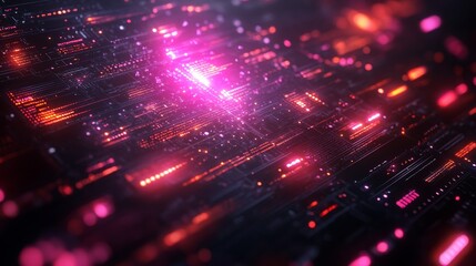 Fototapeta premium A vibrant holographic interface displays data and visual elements for moderating online interactions in real-time, highlighting advanced technology.