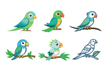 Colorful Parrot Vector Illustration white background