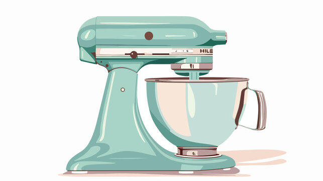 Vintage Kitchen Stand Mixer Flat Illustration