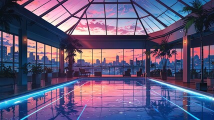 anime solarium anime background retro neon theme