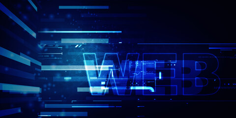2D illustration Web against glowing technological background
