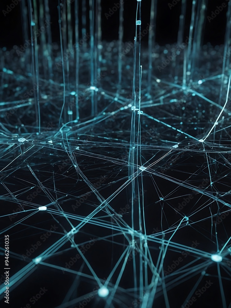 Poster Interconnected nodes and lines forming a futuristic data grid