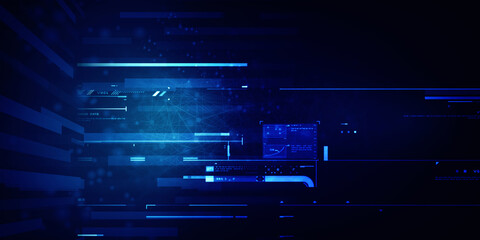 2d illustration Abstract futuristic electronic circuit technology background