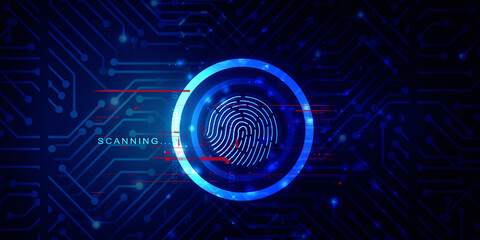 2d Illustration Fingerprint Scanning Technology Concept 

