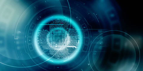 2d illustration Abstract futuristic electronic circuit technology background