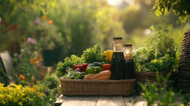 A natural backdrop featuring a selection of organic productsx
