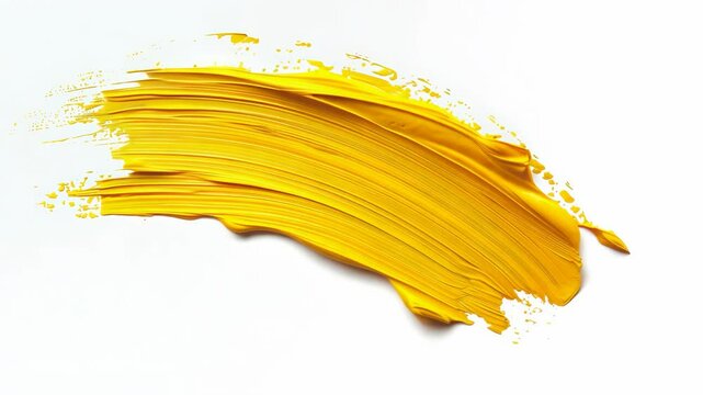 Yellow Paint Stroke On White Background