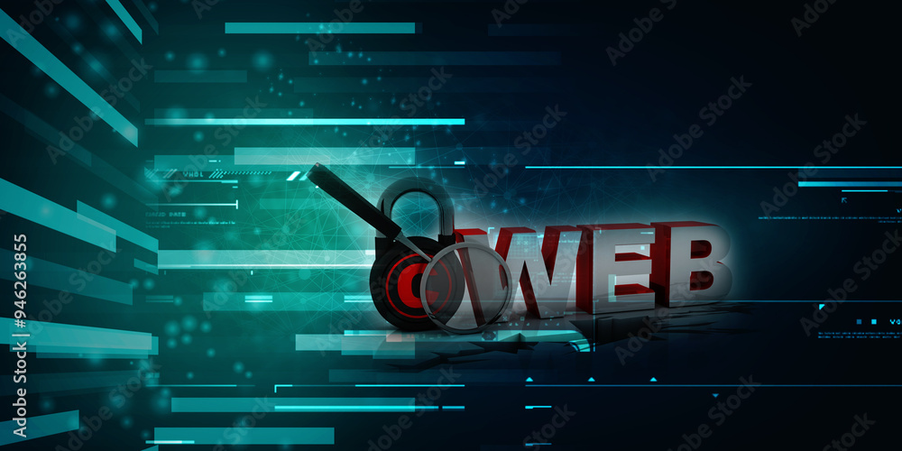 Poster 3d rendering world wide web