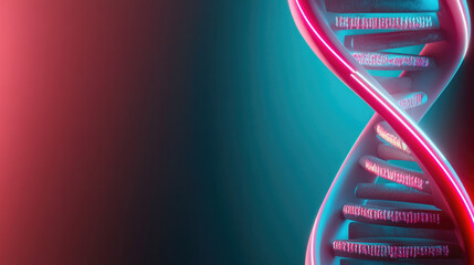 Vibrant DNA Helix, a striking representation of molecular biology featuring a colorful double helix structure illuminated against a gradient backdrop, symbolizing genetic diversity and life.