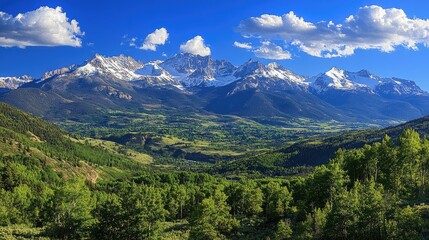 Obraz premium Enchanting view of the San Juan Mountains snowcapped peaks clear area for text