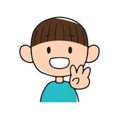 Obraz premium 手で数を数える男の子3