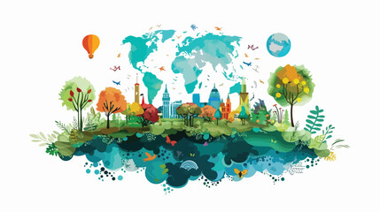 World of Imagination Mixed Media Vector Isolate
