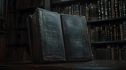 10. A chilling scene of an old book opening by itself in a dark library
