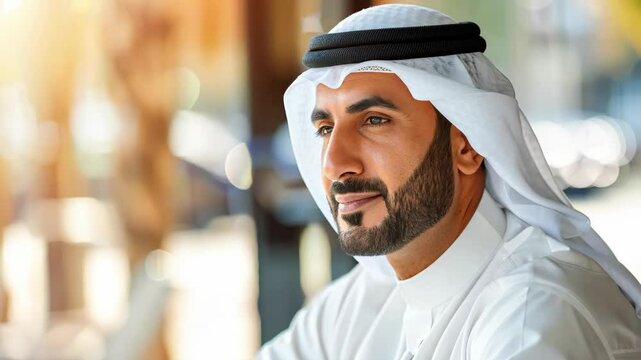 Confident Middle Eastern Businessman In Traditional Clothing