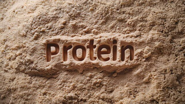 Whey protein powder with word Protein, sports nutrition