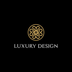luxury Celtic Greece knot logo ornament gold vector. jewellery  logotype design