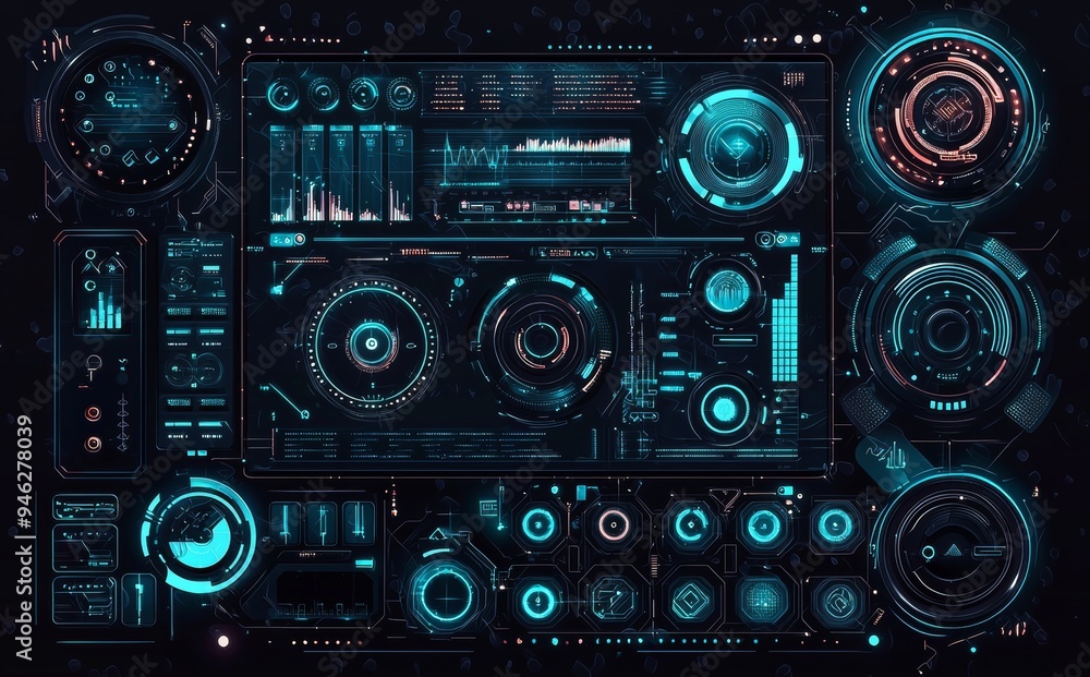 Aufkleber circle futuristic ui concept background with virtual circle technology
