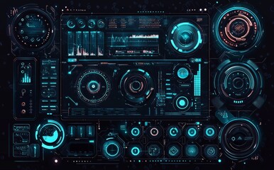 Fototapeta premium Circle futuristic UI concept background with virtual circle technology