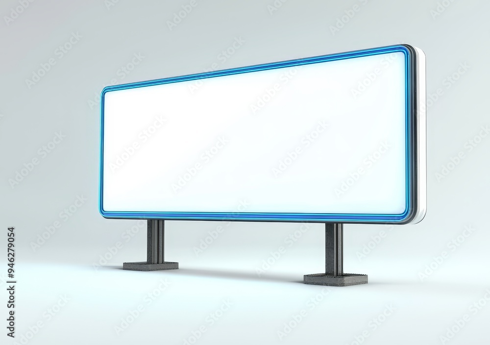 Poster an isolated white background depicts a futuristic sci-fi monitor with a white screen