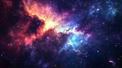 Galaxy cloud nebula in space with a starry night sky. Cosmology and universe science.