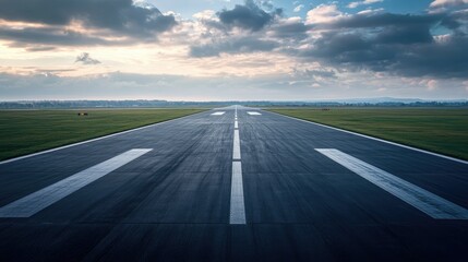 Quiet runway, no people, simple design, inviting ambiance with room for a message